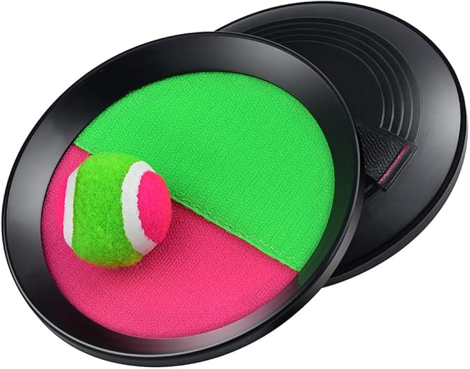 WXJ13 4 Sets Paddle Catch Ball and Toss Game 15.5cm Velcro Catch Ball Set for Sport with a Bag