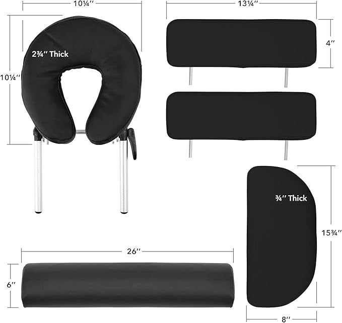 Saloniture Professional Portable Massage Table with Backrest - Black