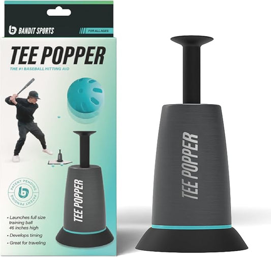 Bandit Sports Tee Popper, Durable Nylon Strength for Long-Lasting Hitting, Batting Tee for Perfect Swings, Baseball Training for Practicing Hitting Without a Pitcher (Ball not Included)