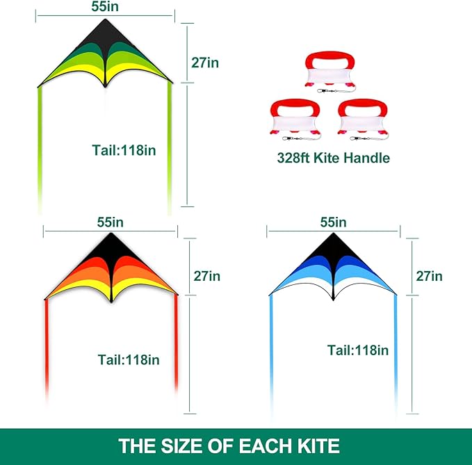 Mint's Colorful Life Delta Kite for Kids & Adults, Extremely Easy to Fly Kite for Beach Trip, Best Kites for Beginners, 300ft String Handle Included