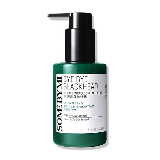 SOME BY MI Bye Bye Blackhead 30 Days Miracle Green Tea Tox Bubble Cleanser – 4.23oz, 120g – Korean Face Wash & Bubble Face Mask – Daily Blackhead-Removing Pore Minimizer for Face – Korean Skin Care