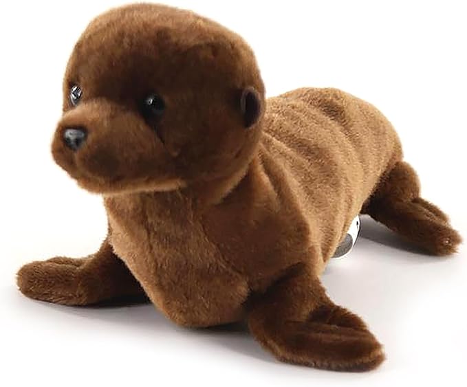 The Petting Zoo Sea Lion Stuffed Animal Plushie, Gifts for Kids, Scoopz Sealife Animals, Brown Sea Lion Plush Toy, 9 inches