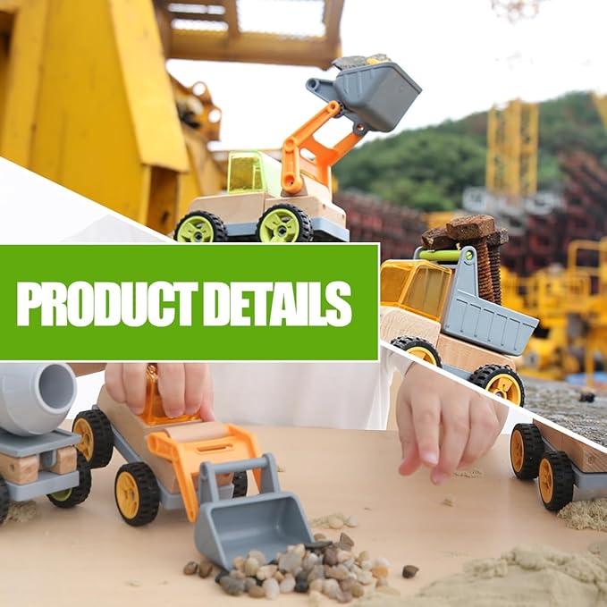 Wooden Construction Truck Mini Simulation Engineering Vehicles for Boys and Girls Toy Car (Shovel) for Age 3 +