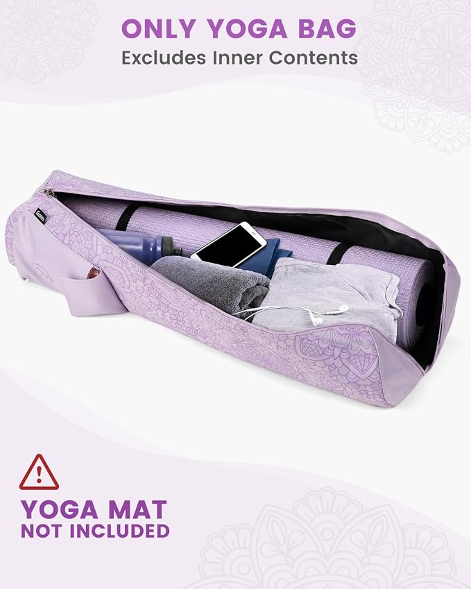 Gonex Yoga Mat Bag, Yoga Mat Carrier Full-Zip Exercise Yoga Mat Carry Bag for Women Men with 2 Multi-Functional Storage Cargo Pockets Extra Wide Adjustable Shoulder Strap