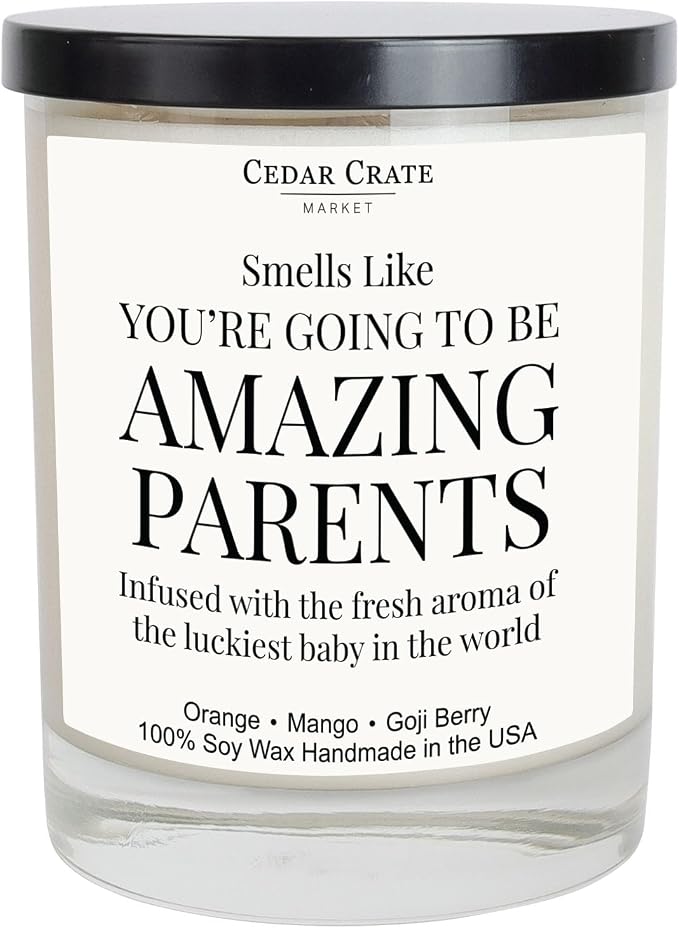 Cedar Crate Market - Gift for New Parents, Baby Shower, Gender Reveal, Mother’s & Father’s Day, Mango Orange Goji Berry Scented Candle – 100% Soy Wax Candle | Made in USA