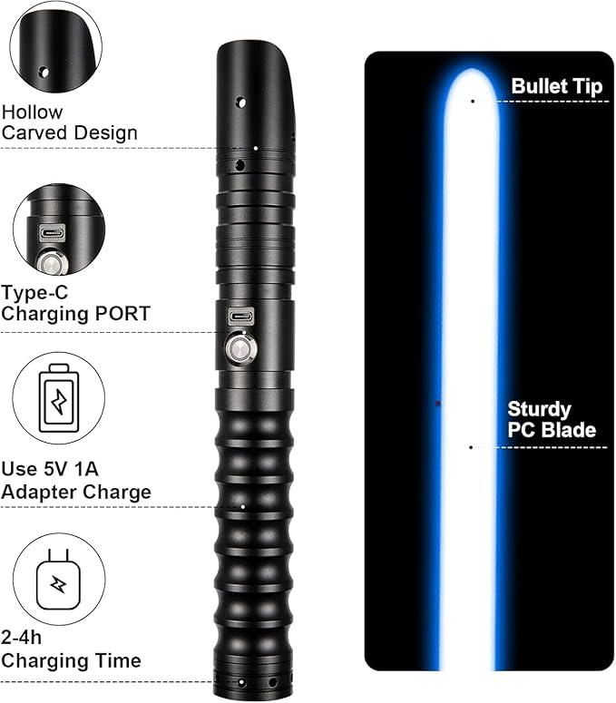 CVCBSER Upgrade App Control Dueling Lightsaber, Motion Control 34 Sets Sound Effects 12 Light Effects and 16 Colors Changeable, Premium Metal Light Saber for Adults Kids