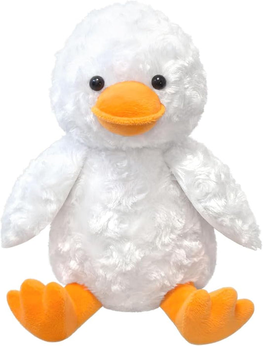 Rose Duck Plush Stuffed Animal, Cute Furry White Duck Toy, Soft Cuddly Plushie Hugger Toy for Boys Girls, Gifts for Kids or Girlfriend, 9 Inches