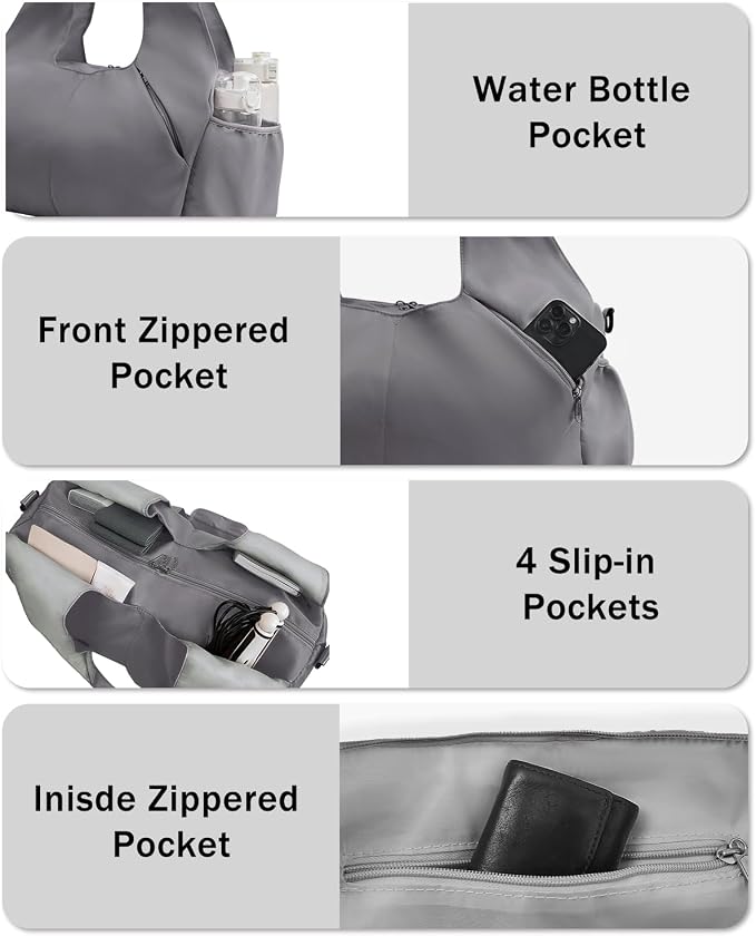 RHDZO Gym Bag for Women with Shoe Compartment Yoga Mat Bag with Wet Pocket and Water Bottle Holder Weekender Bag with Strap