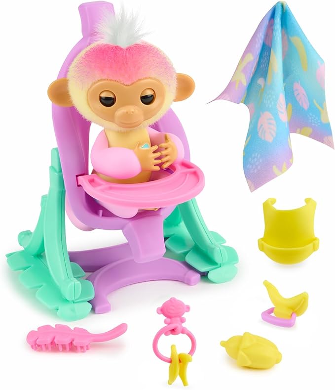 Fingerlings 2023 Interactive Baby Monkey Nursery Playset – Jas with 2-in-1 Cradle and High Chair, and 6 Accessories (Ages 5+)