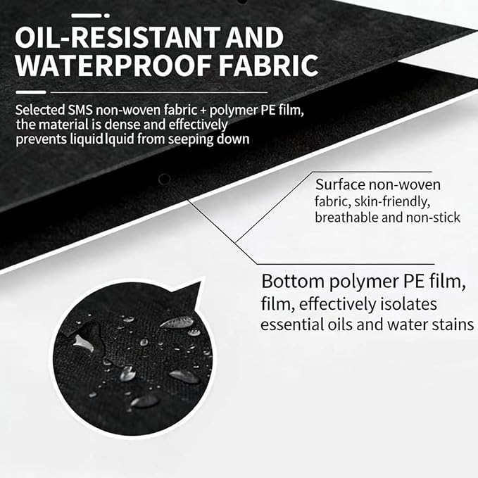 50Pcs Disposable Bed Sheets 31.5"x71" Coated Non-Woven Massage Table Sheets, Waterproof & Oil-Proof, Hygienic & Comfortable for Massage, Tattoo, Beauty, Spa, Breathable & Durable (Black)