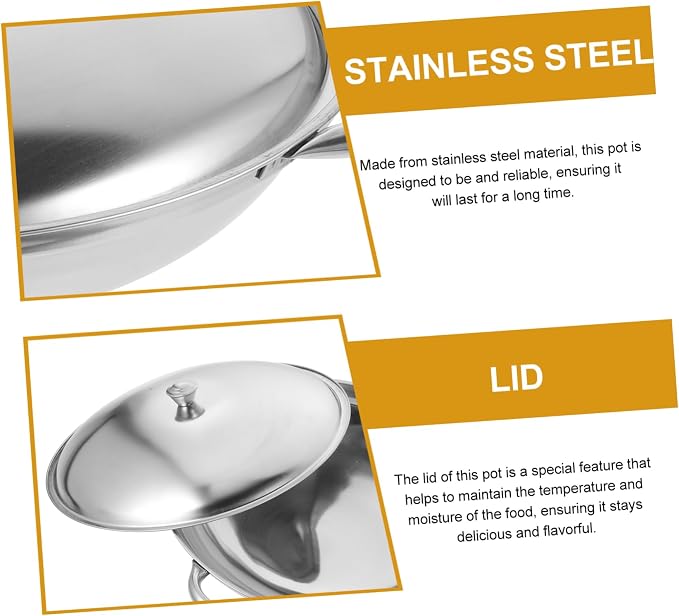 Cabilock Dry Pan with Lid Nonstick Pan Nonstick Wok Paella Cooking Stir Fry Skillet Wok Skillet Reheating Pot Stewpot Pow Stainless Steel s Korean Pot Mini China