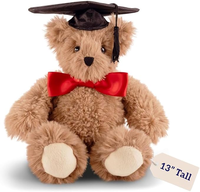 Vermont Teddy Bear Graduation Bear 13 Inches | Graduation Bears Class of 2025 with Black Cap and Red Bow, Designed in USA | Super Soft Collection