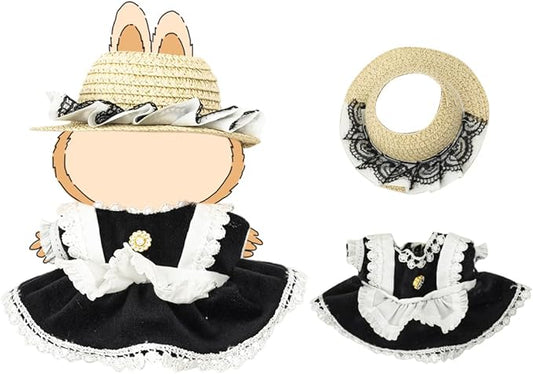 Clothes for 17cm Dolls(NO Doll) Outfit with Accessories Suit Cute Stylish Dress Up Set Maid Outfit