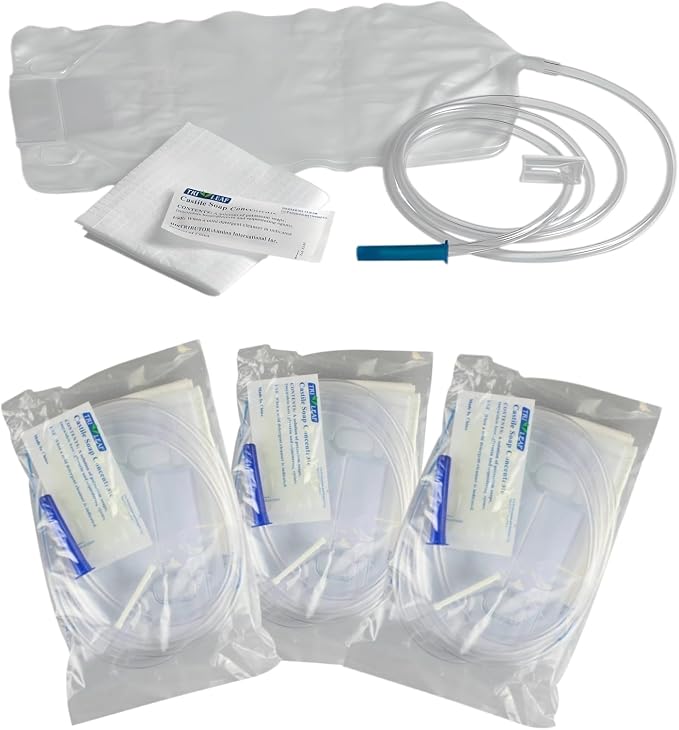 Disposable Enema Bag Kit for Colon Cleansing – Coffee & Colon Cleanse Kit with Enema Bag, Pre-Lubed Tube & Clamp – 3 Pack Disposable Enema Bags