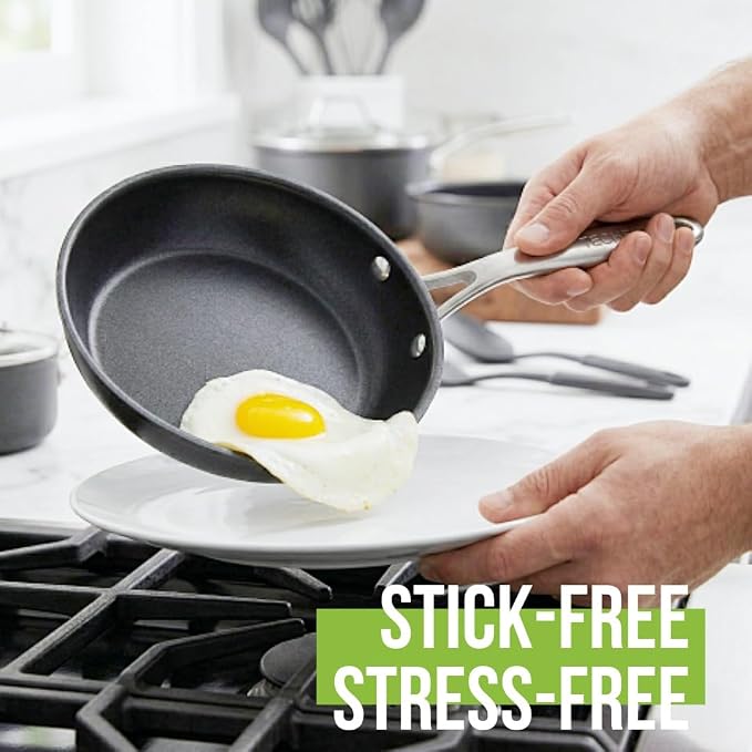 TECHEF - Onyx Collection 8-Inch Nonstick Frying Pan Skillet, PFOA-Free, Dishwasher Oven Safe, Stainless Steel Handle, Induction-Ready, Made in Korea (8-inch)