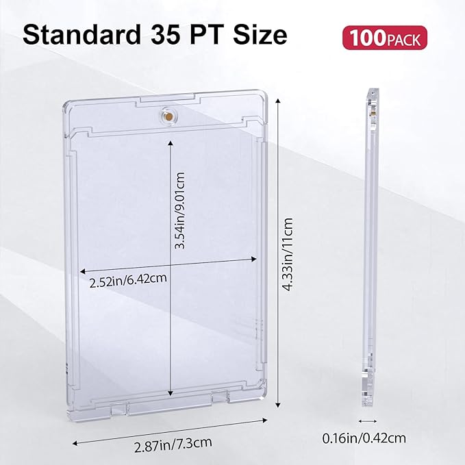 SAMYUCHO 100ct Magnetic Card Holder, 35pt One Card Touch Holders for Trading Cards, U-V Protection Card Display Case Protectors Sleeves Hard Plastic Cover for Sports Game