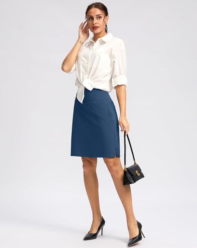 G Gradual 20" Skorts with Pockets Knee Length Golf Skirt | Built in Soft Shorts, High Waisted, Tummy Control, Breathable, Long Skorts for Athletic, Tennis, Dressy, Casual, Summer