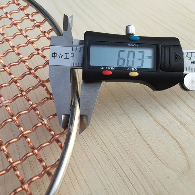 Copper Barbecue Grill Netting with Handle Round Barbecue Wire Mesh Steaming Cooling Baking Net for Korean BBQ