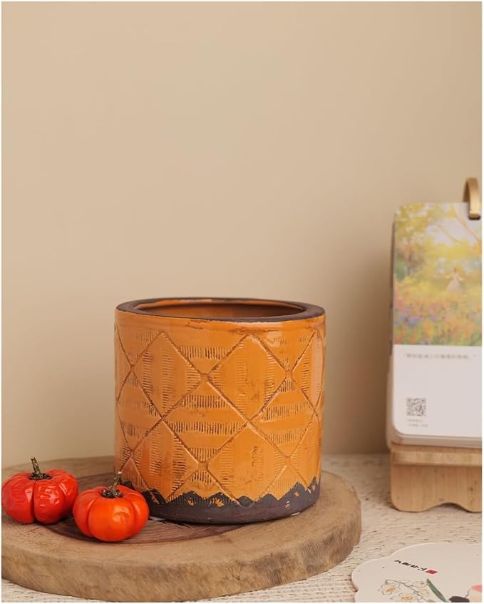 Vases for Flowers Ceramic Plant Pot Handmade Terracotta Planter Indoor Outdoor Round Flower Home Decor
