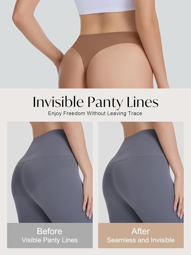 Seamless Camel Toe Thongs for Women Invisible Cameltoe Thong Panty Liners No Show Workout G-Strings Underwear