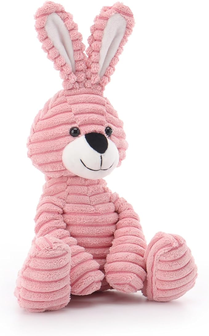 Apricot Lamb Pink Corduroy Bunny Stuffed Animals for Kids, Soft Cute Plush Toys for Baby Girl and Boy, 9 Inches
