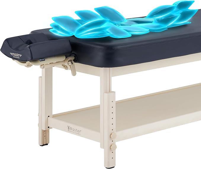 AirMaster-I 30" Professional Stationary Massage Bed | AirWave Compression & Full-Body Stretching | 3D Lumbar Traction Support | Spa & Home Wellness Table - Black/Natural