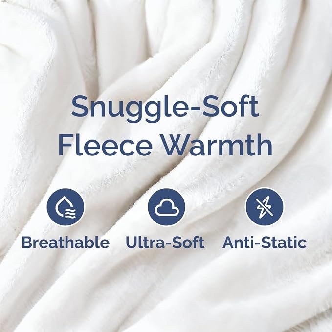 Fleece Blanket Kids Size - Ultra-Soft Warm Flannel Fleece Blanket - White | Soft, Warm, Outdoor Picnic Blanket for Camping, Travel, Lightweight, Cozy, Anti-Static, Home Decor Gifts for Men & Women