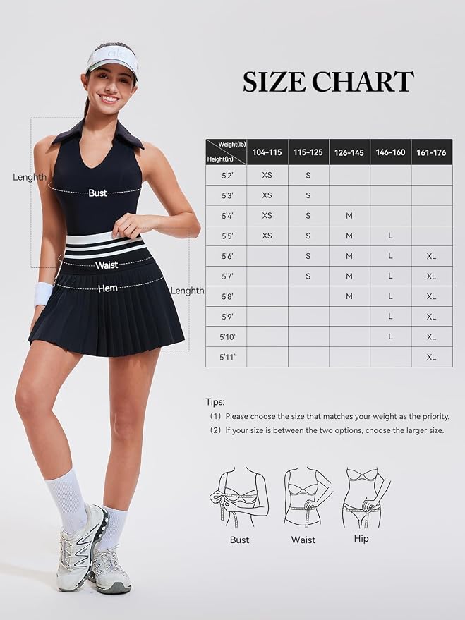 Women 2 Piece Tennis Skirt Set Polo Golf Outfits Racerback Tank Top Pleated Skort with Pockets Summer Workout Athletic Dress