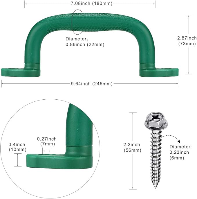 Dolibest Set of 8 Safety Playground Handles, Swing Set Kids Safety Hand Grips for Playset, Climbing Frame, Play House, Climbing Frame, Play House Handles (Green)