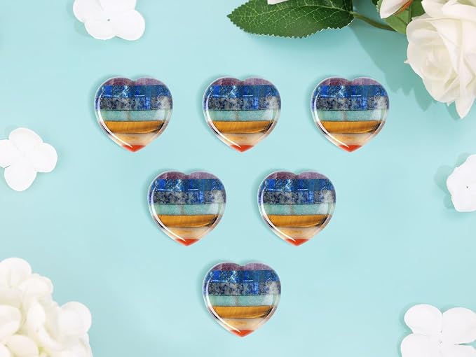 Worry Stone Heart Heart Shaped Crystal Crystals and Healing for Anxiety 7 Chakra Stones Mental Health Depression Stress Meditation Accessories Anxiety Relief Items Valentine Gifts for Women