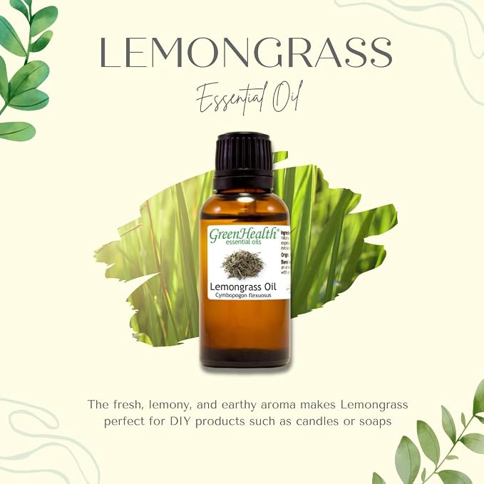 Lemongrass Essential Oil - 15 ml - 100% Pure Essential Oil - GreenHealth