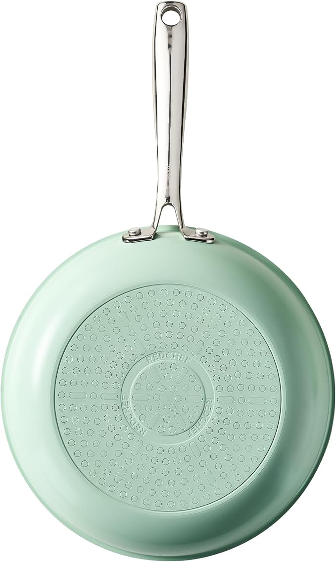 Redchef Non Stick Skillet Ceramic Coated, Healthy Kitchen Cookware for Everyday Cooking, Riveted Handle, Compatible with All Cooktops, PTFE & PFAS & PFOA Free, Mint Green, 9.5 Inch