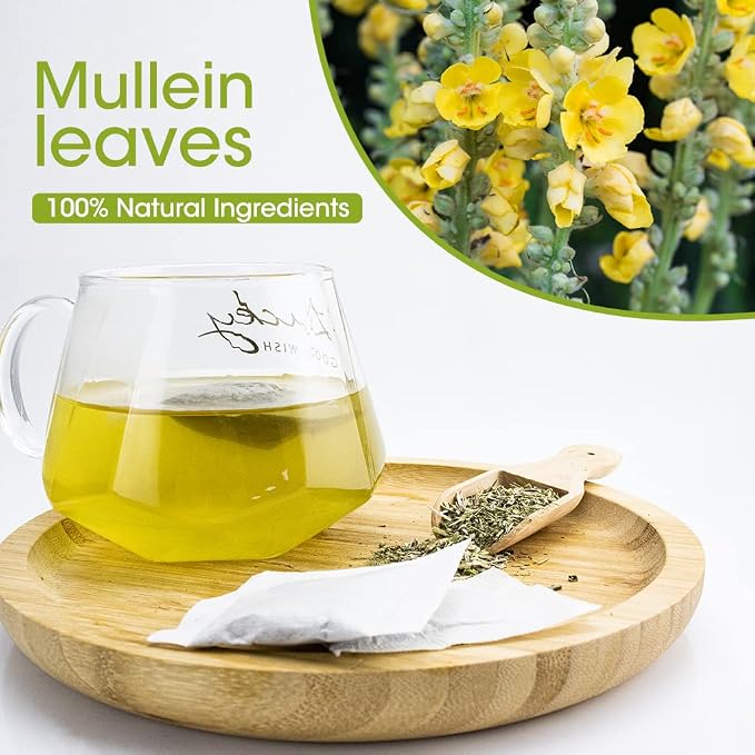 Mullein Leaf Tea - Respiratory and Lung Cleanse Herbal Tea, Caffeine Free, 40 Tea Bags