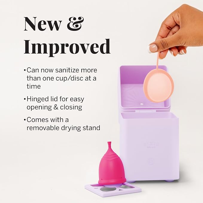 Pixie Menstrual Cup Sterilizer for Feminine Care - Ranked 1 for The Best Steamer - Kills 99.9% of Germs with Steam - Wash Your Period Disc or Cup in 3 Minutes! - Automatic Timing Shut-Off Switch