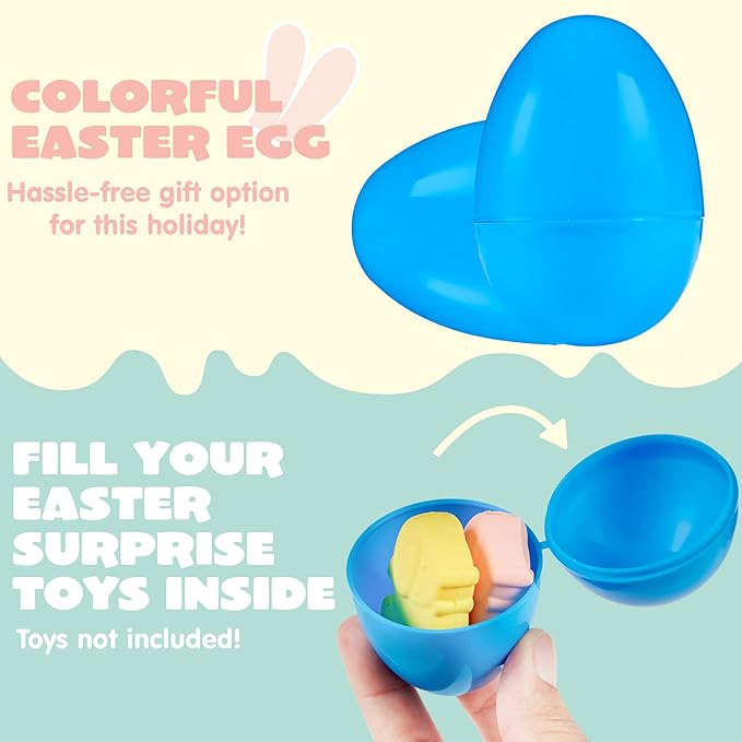 JOYIN 3.15" Easter Eggs, Fillable Plastic Eggs Empty Colorful Bright Eggshells with Hinge for Easter Hunt, Filling Treats, Party Favor, Basket Stuffers, Classroom Prize Supplies, 264PCS