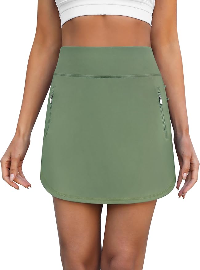 LouKeith Golf Skirts for Women Tennis Skirt with Zipper Pockets High Waisted Running Casual Athletic Skorts Built-in Shorts