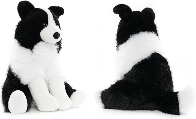 Border Collie Stuffed Animal Plush Dog Toy, 12 Inch, Soft Realistic Black and White Puppy, Cuddly Farm Animal Plushie for Kids, Girls, Boys, Birthday