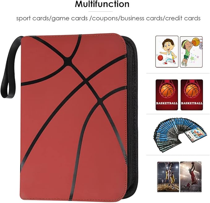 900 Pockets Basketball Card Binder Sleeves for Trading Cards, Carrying Case with Basketball Card Sleeves Album Holder Protectors for Football Baseball Sports Cards