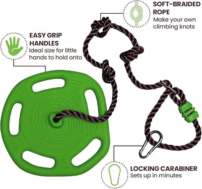 Swurfer Disco Tree Swing - Swing Sets for Backyard, Outdoor Swing, Swingset Outdoor for Kids, Easy Installation, Heavy Duty, Adjustable Climbing Rope, Weather Resistant
