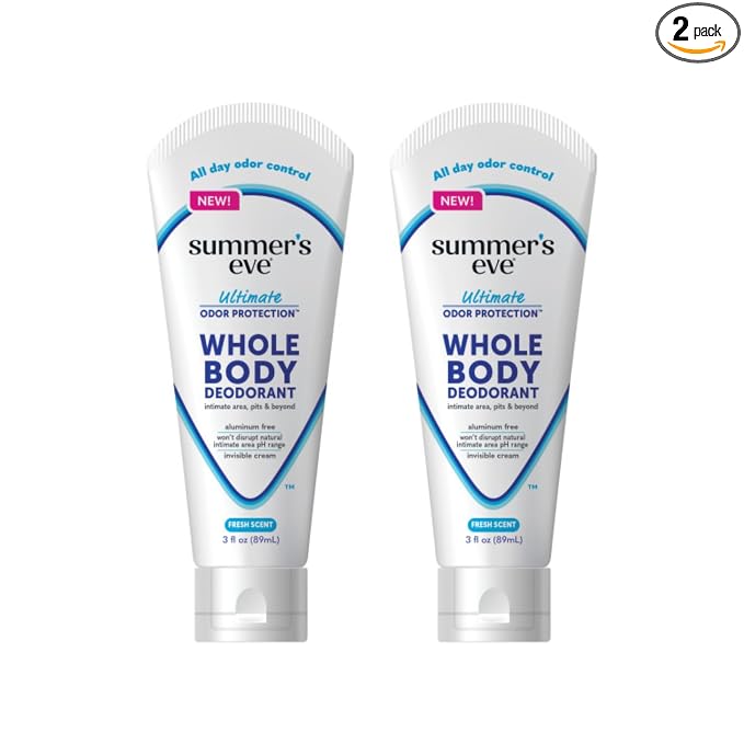Summer’s Eve Ultimate Odor Protection Whole Body Deodorant Cream, Fresh Scent, Aluminum Free, All Day Odor Control, Invisible Cream, 3 Ounce (Pack of 2)