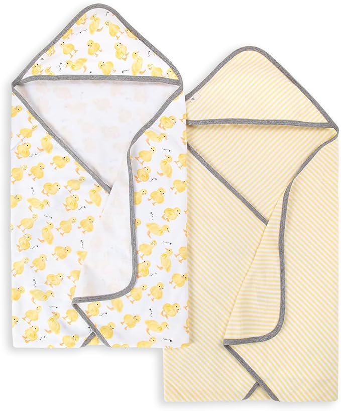 Burt's Bees Baby Infant Hooded Towels, Organic Cotton, Unisex Bath Essentials, Nursery Towel with Hood Set, 29 x 29 in, 2-Pack