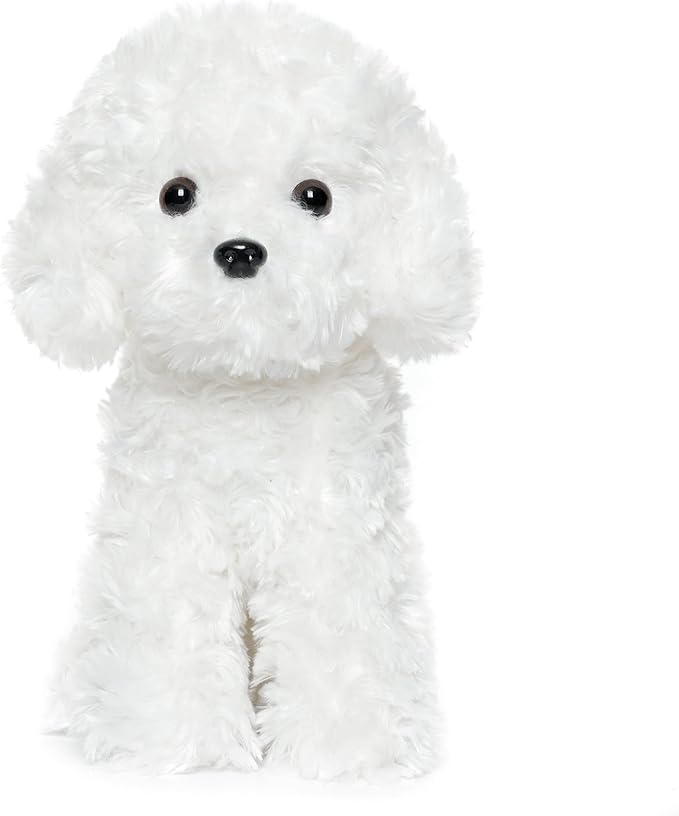 White Toy Poodle Stuffed Animal Dog Puppy - Bichon Frise Maltese Maltipoo White Labradoodle Plush Toy for Kids and Babies - Perfect Birthday & Easter Gift, 12.6"