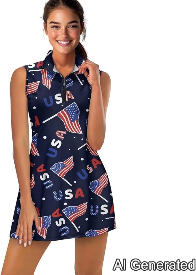 Golf Dress Tennis Dresses for Women with Built in Shorts and Pockets Sleeveless Athletic Dress Workout Dress