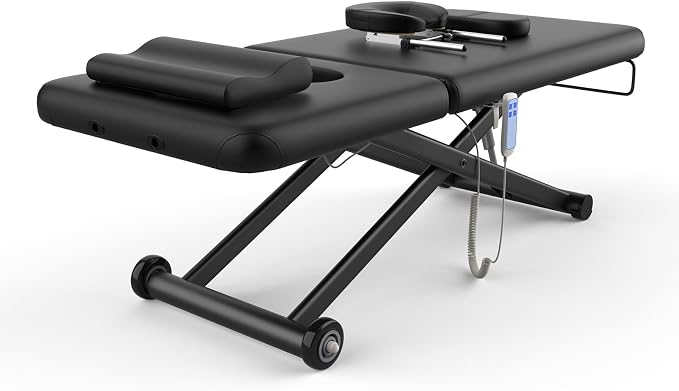 Olela 2 Motor Electric Massage Table, Heavy Duty Massage Table with Electric Backrest & Electric Lift, 31.2" Wide Professional Esthetician Bed for Spa, Beauty, Treatment, Metal Frame, Pu Leather