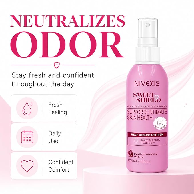 Feminine Intimate Skin Spray, Vaginal Odor Control & Itch Relief, pH Balanced Hygiene Cleanser, Soothes Irritated for Vaginal, Hypoallergenic, Fragrance-Free Hypochlorous Acid Formula, 4 fl oz