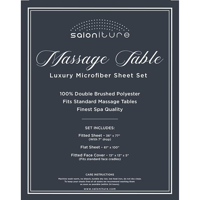Saloniture 3-Piece Microfiber Massage Table Sheet Set - Premium Facial Bed Cover - Includes Flat and Fitted Sheets with Face Cradle Cover - Sand Brown