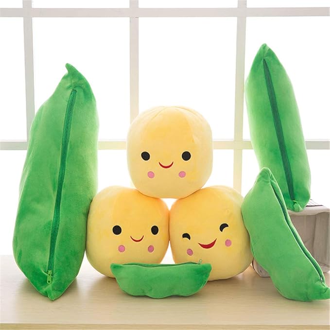 Giant Peas in A Pod Plush Toy Pea Pod Pillow Cute Pea Stuffed Toys Plant Doll Various Sizes (Yellow Beans,19.6''/50cm)