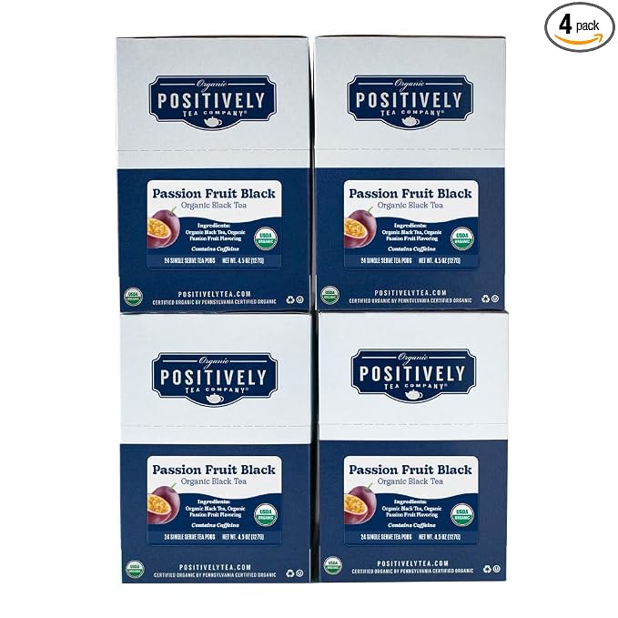 Organic Positively Tea Company, Passion Fruit Black Tea, K-Cup Compatible, 96 Pods