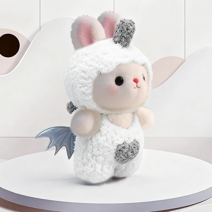 17cm Doll Clothes for Lububu, Dinosaur Costume with Wings, Faking Animal Style Outfit for 6.7" Plush Doll, Handmade Jumpsuits for Keychain Accessories(White)
