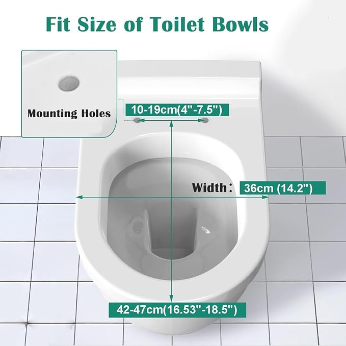 Toilet Seat, 18" Elongated Toilet Seat with Built in Toddler Potty Training Seat, U-Shaped Toilet Seat with Slow Close Toilet Lid Fits Both Adults and Childs